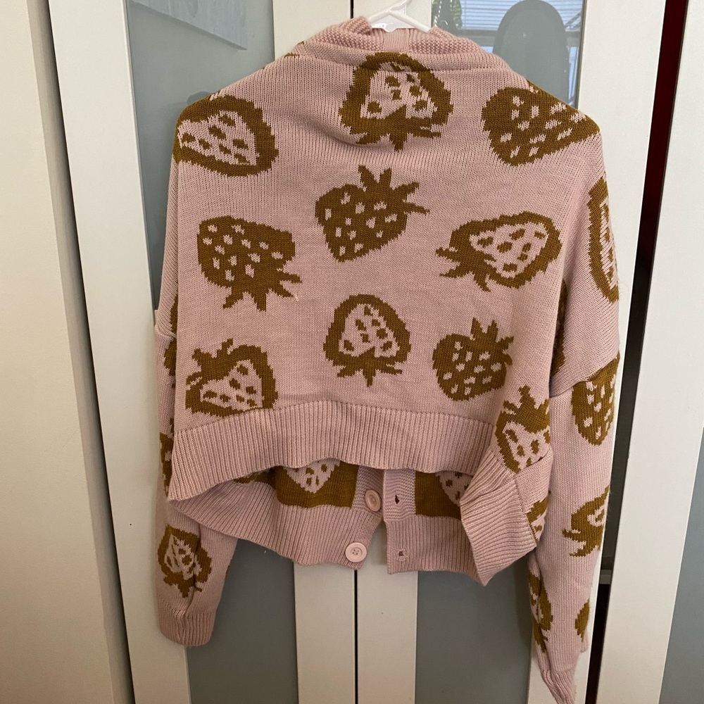 Reversible Strawberry Patterned Pink Sweater - image 2